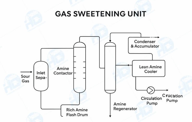 Amine Gas Sweetening Process Flow Diagram_副本.jpg